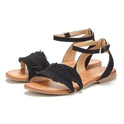 Sandale LASCANA, Damen, Gr. 35, schwarz, Obermaterial: 100% Rindsleder. Futter: 100% Schweinsleder. Decksohle: 100% Rindsleder. Laufsohle: 100% Synthetik, unifarben, casual, Schuhe, Sandalette, Sommerschuh aus Leder mit modischen Fransen