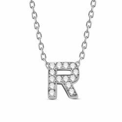 Kette mit Anhänger DKENIZ "Buchstabe R 925/- Sterling Silber", weiß, Halsketten, Damen, 40cm + 3cm, Silber 925 (Sterlingsilber), L: 43cm B: 6.5mm, glänzend, Freundschaftskette Partnerkette Ketten mit Anhänger, B:6.5mm