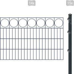 Doppelstabmattenzaun ARVOTEC "ESSENTIAL 80 zum Einbetonieren "Ring" mit Zierleiste", grau (anthrazit), H:80cm, Stahl, Kunststoff, Zaunelemente, Zaunhöhe 80 cm, Zaunlänge 2 - 60 m