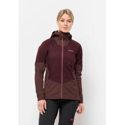 Funktionsjacke JACK WOLFSKIN "ALPSPITZE INS HYBRID W", Damen, Gr. L (42/44), braun (schwarz, maroon), 1. OBERSTOFF 100% POLYAMID 1.KONTRAST: 93% POLYESTER, 7% ELASTHAN 2.KONTRAST: 75% POLYAMID, 25% ELASTHAN FUTTER: 92% POLYAMID, 8% ELASTHAN FÜLLUNG 100% POLYESTER, Jacken