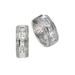 Paar Creolen CELESTA "925/- Sterling Silber Zirkonia" Ohrringe Gr. ONE-SIZE, 0,195 ct, Silber 925 (Sterlingsilber), silberfarben (silbergrau, weiß) Damen