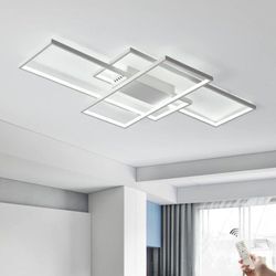 Deckenleuchte Dimmbarer led Kronleuchter mit Fernbedienung,Moderne 50W 3-Schicht Quadratische Deckenlampe Acryl Unterputz Deckenleuchten Leuchten für