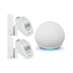 Homematic IP Set Heizen – easy connect mit Heizkörperthermostat und Tür-/Fensterkontakt 2er-Set + Echo Dot Gen. 5