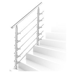 Vingo - 100cm Treppengeländer Edelstahl Handlauf Geländer für Treppen Brüstung Balkon 5 Querstreben, Innen und Außen