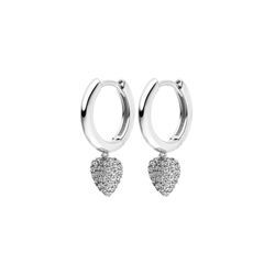 Pure Heart Charm Hoops Silver