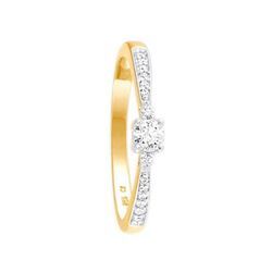 Diamantring FIRETTI "Schmuck Geschenk Gold 585 Damenring Goldring Diamant" Fingerringe Gr. 18, 0,25 ct P1 = bei 10-facher Vergrößerung erkennbare Einschlüsse, Gelbgold 585-Diamanten, gelb (gelbgold, 585) Damen mit Brillanten