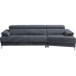 Ecksofa EGOITALIANO "Soul, extravagantes Designsofa, Megasofa, super bequem, tolle Details" Sofas Gr. B/H/T: 246 cm x 99 cm x 140 cm, Luxus-Microfaser BLUSH, Recamiere rechts, grau (charcoal) mit Trapez-Abschlußelement, inkl verstellbarer Kopfteile