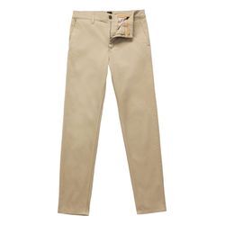 Chinohose BOSS ORANGE "Chino_tapered" Gr. 33, Länge 30, braun (239_light, pastel_braun), Herren, Web, Obermaterial: 97% Baumwolle, 3% Elasthan, unifarben, Hosen, mit BOSS Logo hinten