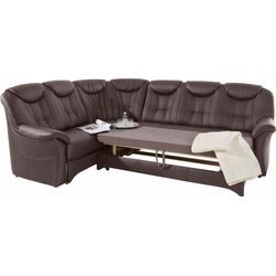 Ecksofa EXXPO - SOFA FASHION "Isabel, klassisch moderne hohe Rückenlehne für mehr Komfort, L-Form", braun (schoko), B:258cm H:92cm T:90cm, Kunstleder SOFTLUX, NaturLEDER (echtes Rindsleder) in Sitz und Rücken. Korpus in passendem Kunstleder SOFTLUX bezogen, Sofas, bequemer Federkern, wahlweise mit Bettfunktion und Bettkasten