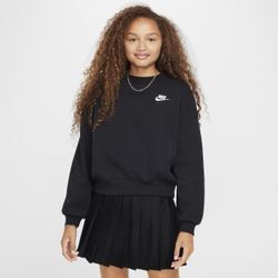 Nike Sportswear Club Fleece-Sweatshirt mit Rundhalsausschnitt und kastiger Passform (Mädchen) - Schwarz