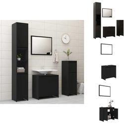 Badezimmermöbel-Sets - Living 4-tlg. Badmöbel-Set Schwarz Holzwerkstoff