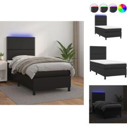 Vidaxl - Betten & Bettgestelle - Living Boxspringbett mit Matratze & led Schwarz 90x200 cm Kunstleder - Schwarz