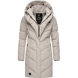 Steppmantel RAGWEAR "Natalka" Gr. 5XL (50), grau (hellgrau) Damen Mäntel stylischer, gesteppter Winterparka mit gefütterter Kapuze Bestseller