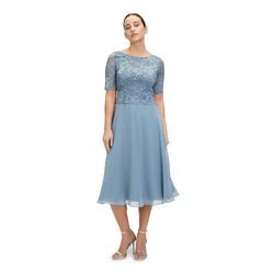 Cocktailkleid VERA MONT "Vera Mont mit Spitze" Gr. 40, Normalgrößen, blau (bluish grey) Damen Kleider Spitze