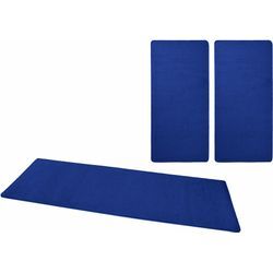 Bettumrandung HANSE HOME "Fancy" Gr. 14, blau, H:7mm, Obermaterial: 100% Polypropylen, Bettumrandung, Unifarben, Bettvorleger, 3-teiliges Läufer-Set fürs Schlafzimmer