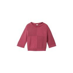 TOM TAILOR Damen Gestrickter Pullover mit 3/4 Arm, rosa, Uni, Gr. XXL