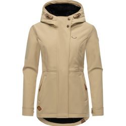 Softshelljacke RAGWEAR "Yba", Damen, Gr. 4XL (48), beige (taupe), Softshell, Außenmaterial: 97% Polyester, 3% Elasthan, Innenmaterial: 100% Polyester, casual, figurbetont hüftbedeckend, Langarm mit Knopf,verstellbar 1-Knopf-Manschette verstellbar, Jacken, sportliche Damen Outdoorjacke mit Kapuze