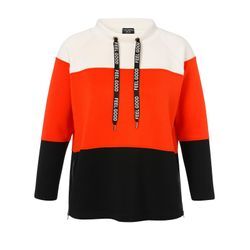 Sweatshirt im Colourblocking, mit Stehkragen, rotorange gestreift, Gr.46