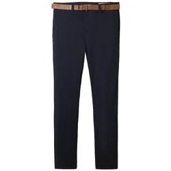 TOM TAILOR DENIM Herren Chino Hose mit Gürtel, blau, Gr. 32/34