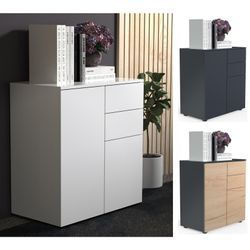 VCM Holz Kommode Sideboard mit 2 Drehtüren und zwei Schubladen Maße H. 77 x B. 70 x T. 39cm - Dalosa