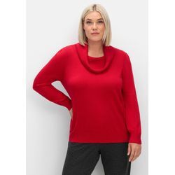 Pullover mit weitem Wasserfall-Rollkragen, rot, Gr.48