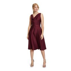 Cocktailkleid VERA MONT "Vera Mont mit Wasserfallausschnitt" Gr. 36, Normalgrößen, rot (deep wine) Damen Kleider Form