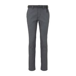 TOM TAILOR DENIM Herren Strukturierte Chinohose mit Gürtel, grau, Gemustert, Gr. 28/32