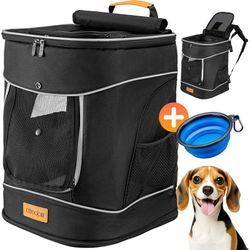 Haustierrucksack bis 20 kg verstellbare Gurte faltbar Kurzleine Reflektorstreifen Haustier Tragetasche Katze Hund Rucksack Transportrucksack schwarz