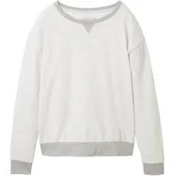 TOM TAILOR Damen Sweatshirt in Melange Optik, weiß, Meliert, Gr. S/36