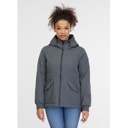 Outdoorjacke RAGWEAR "DOWEY WARM", Damen, Gr. L (40), grau (dunkelgrau), Web, Obermaterial: 100% Polyester, unifarben, casual, Langarm Rippstrickbündchen, Jacken, leicht wärmende Übergangsjacke mit hochschließendem Kragen und Kapuze