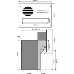 F-042 XXL Mauerdurchwurf Briefkasten mit Sprechsieb in RAL 9005 (Tiefe: 27-40,5 cm)