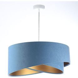 Licht-erlebnisse - Hängelampe Stoff d: 50 cm rund h: max. 102 cm in Weiß Blau Gold E27 Modern Hängeleuchte