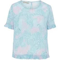 Bluse Rundhals-Ausschnitt Uta Raasch blau, 40