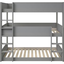 Etagenbett LÜTTENHÜTT ""TIPO"BESTSELLER Stockbett, Hochbett, Bodenbett, platzsparend", grau (grau, grau), B:105cm H:193cm L:207,5cm, Massive Kiefer, Kopf- und Fußteil MDF (Holzwerkstoff), Etagenbetten, mit 3 Schlafplätzen, FSC zertifiziertes Massivholz (Kiefer)