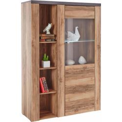 Vitrine HOME AFFAIRE "Larona, zeitlose Glasvitirne, Hochschrank Höhe 145 cm", braun (satin nussbaumfarben, schwarzwood), B:100cm H:145cm T:37,1cm, Schränke, Stauraumvitrine mit dekorativer Rahmenoptik