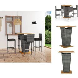 Vidaxl - Gartenmöbel-Sets - Living 5-tlg. Gartenbar-Set mit Kissen Poly Rattan Grau - Grau