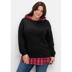 Sweatshirt mit Kapuze, in 2-in-1-Optik, schwarz, Gr.52/54