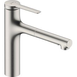 Küchenarmatur HANSGROHE "Zesis M33", silber (edelstahl finish), H:259cm T:27,7cm, Armaturen, 160 Ausziehbrause 2 Strahlarten