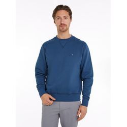 Sweatshirt TOMMY HILFIGER "ESSENTIAL FLEECE CREWNECK", Herren, Gr. M, blau (aegean sea), Sweatware, Obermaterial: 60% Baumwolle, 40% Polyester, unifarben, casual, Basic hüftlang, Rundhals, Langarm eingesetzt Bündchen, Sweatshirts, mit Tommy Hilfiger Logostickerei