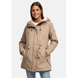 Winterjacke NAVAHOO "Ireliaa", Damen, Gr. L, grau (taupe grau), Obermaterial: 100% Baumwolle; Innenmaterial: 100% Polyester; Futter: 100% Polyester, Jacken, mit warmen Teddyfell