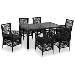 Vidaxl - 7-tlg. Garten-Essgruppe Poly Rattan Schwarz