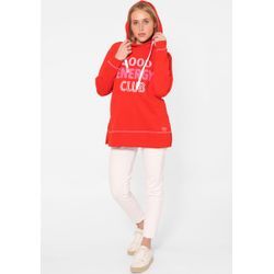 Hoodie ZWILLINGSHERZ ""Good Energy Club"" Gr. L/XL, rot, Damen, Sweatware, Obermaterial: 50% Baumwolle, 50% Polyester, unifarben, Sweatshirts, Oversized mit Kapuze und Front und Back Motiv