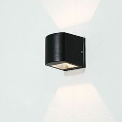 Außenleuchte Schwarz IP44 Aluminium Glas G9 Up Down Fassadenstrahler Wandlampe