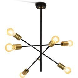 Gbly - Pendelleuchte Esstisch Deckenlampe Wohnzimmer - Deckenleuchte Hängend Wohnzimmerlampe Vintage Hängelampe 6 Flammig E27 Hängeleuchte Schwarz