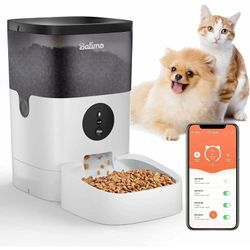 4L Futterautomat für Katzen und Hunde, 2,4 g WiFi, intelligenter Trockenfutterspender, 10-Sekunden-Aufzeichnungsfunktion und APP-Steuerung, 1–10