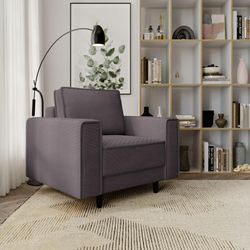 Ohrensessel Nela - Polstersessel mit Samtstoff, Beine - Loungesessel - Modernes Stil (Braun - Lincoln 24) - Braun