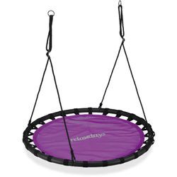 Relaxdays - Nestschaukel, runde Hängeschaukel, für Kinder & Erwachsene, verstellbar, draußen, ø: 120 cm, bis 100 kg, lila