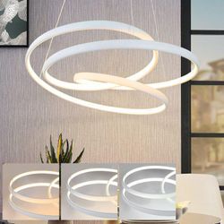 Gbly - LED-Hängeleuchte Esstisch Pendelleuchte Weiß - 55W Hängeleuchte Dimmbar 50CM Modern Pendellampe mit Fernbedienung Wohnzimmerlampe Hängend für