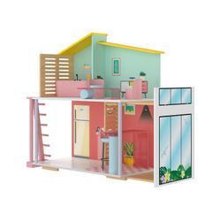 Playtive Holz Fashion Doll Puppenhaus, 8-teilig