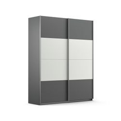 Schwebetürenschrank RAUCH "Quadra Bestseller Schlafzimmerschrank in vielen Breiten" Schränke Gr. B/H/T: 181 cm x 230 cm x 62 cm, 2 St., grau (grau metallic, weißglas) Kleiderschrank Garderobenschrank Schrank mit Glaselementen